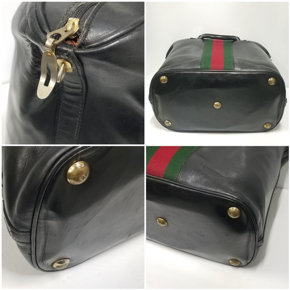 Rare Vintage Gucci Web Tall Boston Weekender Carryall luggage Travel bag - Picture 15 of 16